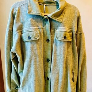 Free People Olive Utility Fleece Shacket